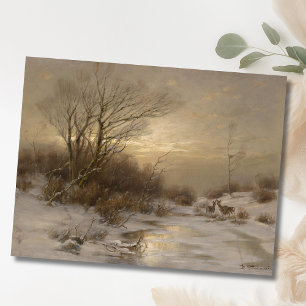 Deer in a Winter Landscape – Désiré Thomassin Postcard