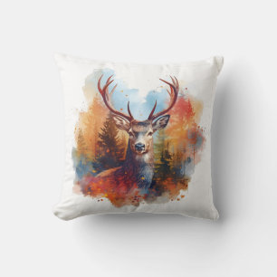 Deer in an Autumn Forest Cushion
