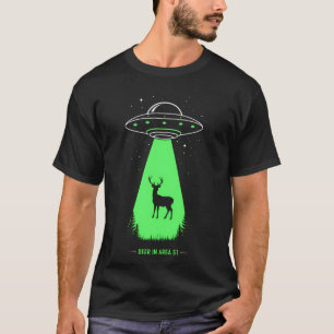 Deer In Area 51 Funny Ufo Abduction For Cryptid T-Shirt