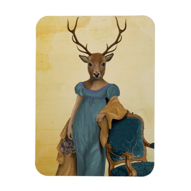 Deer In Blue Dress 2 Magnet (Vertical)