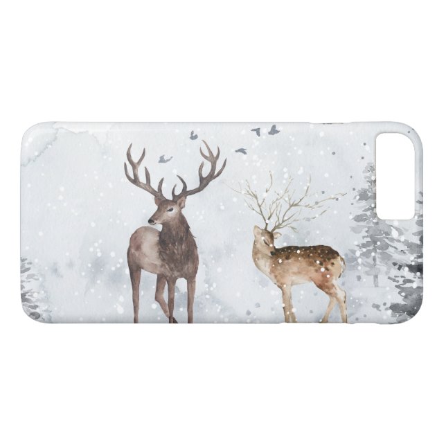Deer in Christmas snowy winter woods Case-Mate iPhone Case (Back (Horizontal))