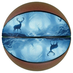 Deer in Dark Forest of Blue Haze Basketball