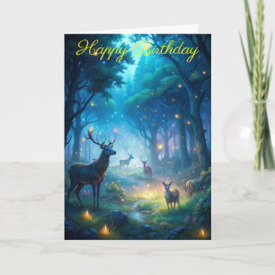 Deer in Enchanted Forest Birthday Card
