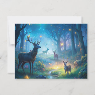 Deer in Enchanted Forest Postcard