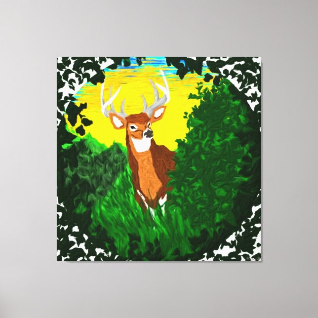 Deer in Forest Clearing Canvas Print (Front)