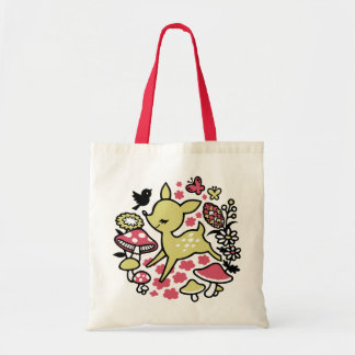 Deer in forest -pink tote bag