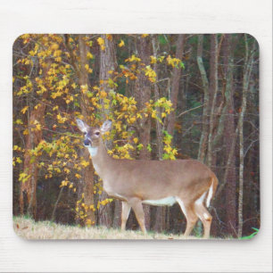 Deer in Front of Yellow Autumn Tree Mouse Mat