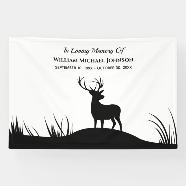 Deer In Loving Memory Remembrance Funeral Memorial Banner (Horizontal)