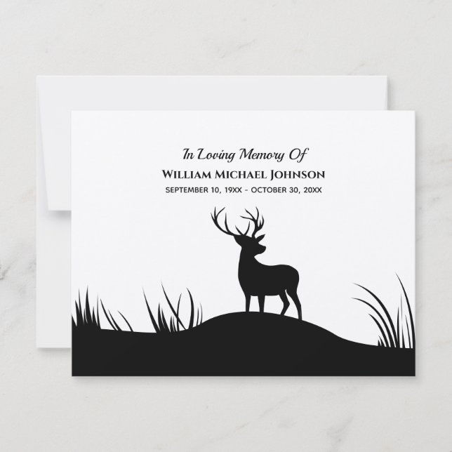 Deer In Loving Memory Remembrance Funeral Memorial Thank You Card (Front)