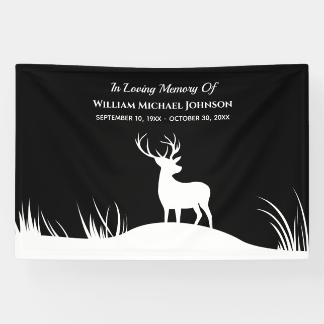Deer In Loving Memory Remembrance Memorial Funeral Banner (Horizontal)
