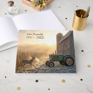 Deer In Morning Mist with Farm Tractor Guest Book