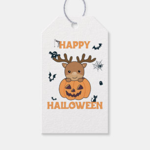Deer In Pumpkin Cute Deer Happy Halloween Gift Tag