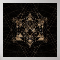 Deer in Sacred Geometry - Black and Gold
