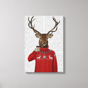 Deer in Ski Sweater Canvas Print