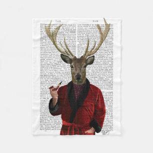 Deer in Smoking Jacket Fleece Blanket