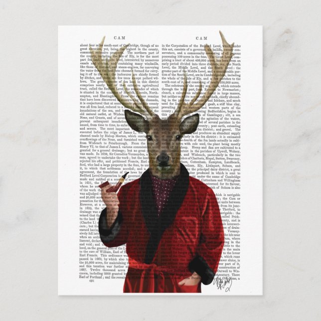 Deer in Smoking Jacket Postcard (Front)