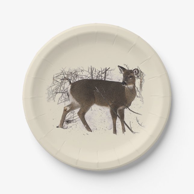 Deer in Snow Paper Plates (Front)