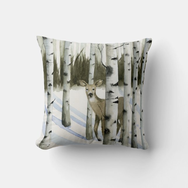 Deer in Snowfall Cushion (Front)