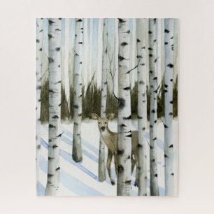 Deer in Snowfall Jigsaw Puzzle