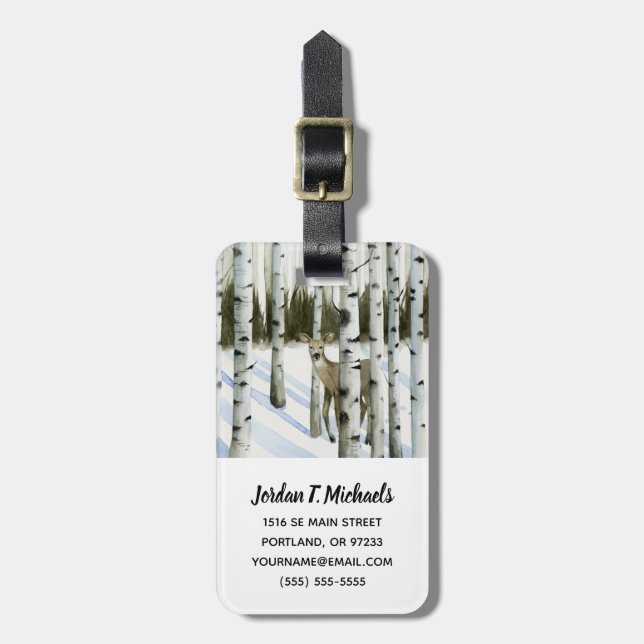 Deer in Snowfall Luggage Tag (Front Vertical)