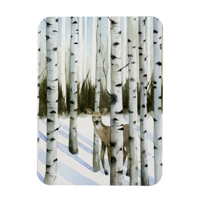 Deer in Snowfall Magnet (Vertical)