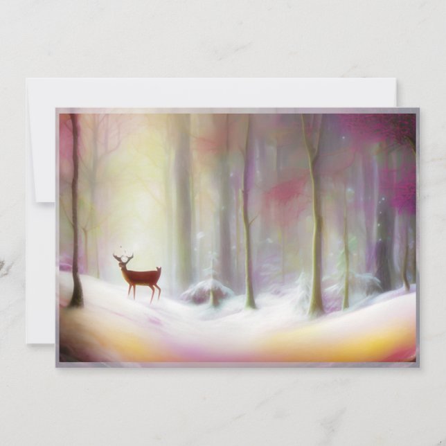 Deer in snowy woods budget Christmas Holiday Card (Front)