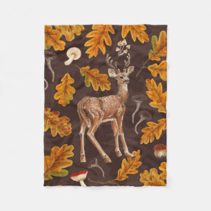 Deer in the autumnal forest 2 fleece blanket