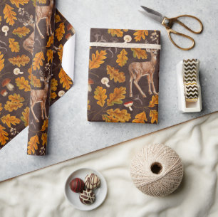 Deer in the autumnal forest 2 wrapping paper