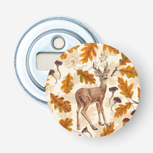 Deer in the autumnal forest bottle opener (Front)