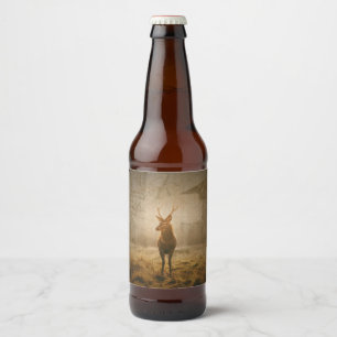 Deer in the forest beer bottle label
