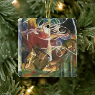 Deer in the Forest by Franz Marc, Vintage Fine Art Ceramic Ornament