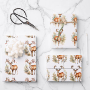 Deer In the Forest Christmas Wrapping Paper Sheet
