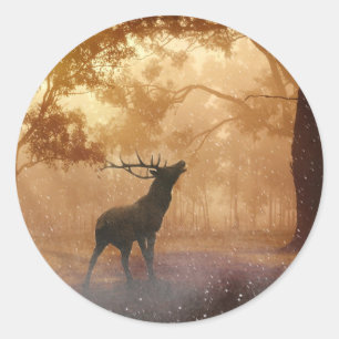 Deer In The Forest Classic Round Sticker