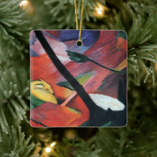 Deer in the Forest II by Franz Marc; Reh im Walde Ceramic Tree Decoration