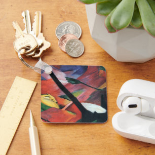 Deer in the Forest II by Franz Marc; Reh im Walde Key Ring