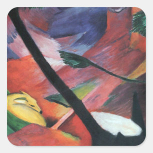 Deer in the Forest II by Franz Marc; Reh im Walde Square Sticker