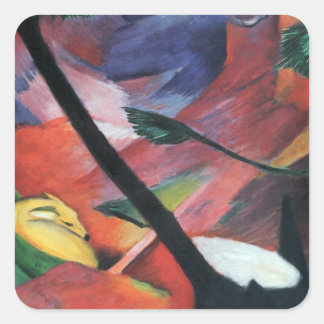 Deer in the Forest II by Franz Marc; Reh im Walde Square Sticker
