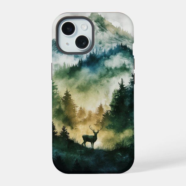 Deer in the forest iPhone 15 case (Back)