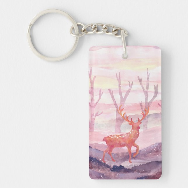 Deer in the forest key ring (Front)
