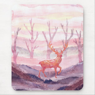 Deer in the forest mouse mat