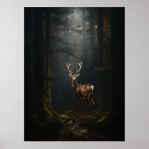 Deer in the forest poster