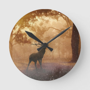 Deer In The Forest Round Clock