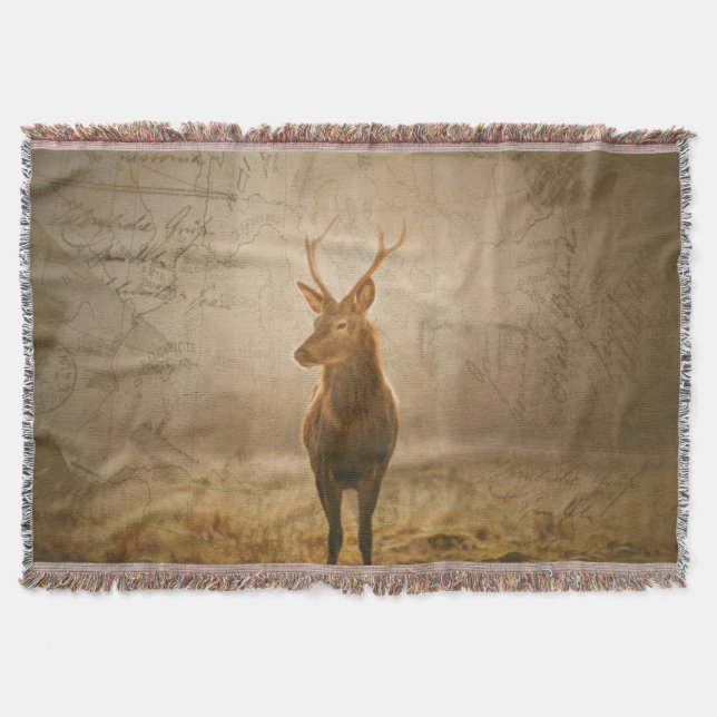 Deer in the forest throw blanket (Front)