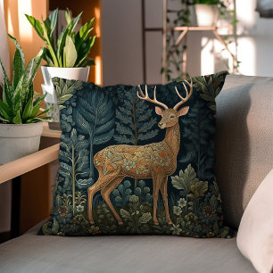 Deer In The Forest, William Morris Style, Cushion