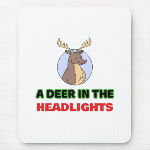 Deer in the headlights animal pun mouse mat