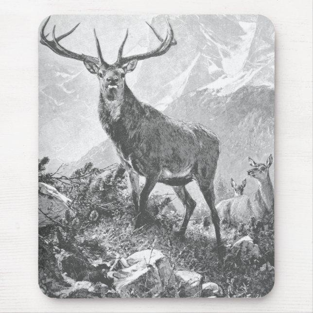 Deer in the High Mountains Mouse Mat (Front)