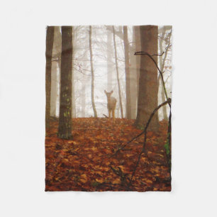 Deer in the Mist Fog Fleece Blanket