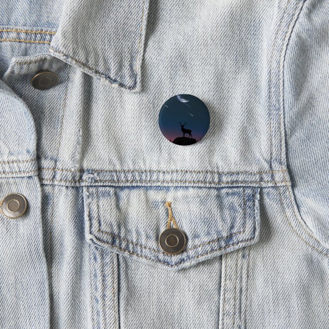 deer in the moonlight 3 cm round badge (In Situ)