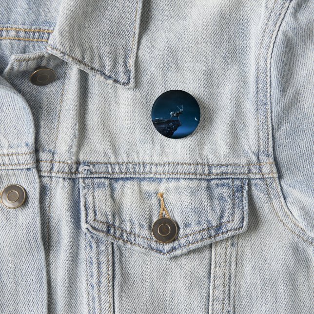 deer in the moonlight 3 cm round badge (In Situ)