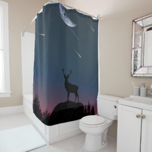 deer in the moonlight shower curtain